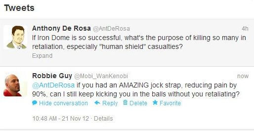 The DeRosa and Guy tweets. The DeRosa and Guy tweets.