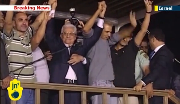 Mahmoud Abbas celebrates release of Palestinian terrorists. Mahmoud Abbas celebrates release of Palestinian terrorists.