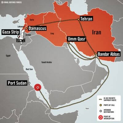 Iranian weapons route Iranian weapons route
