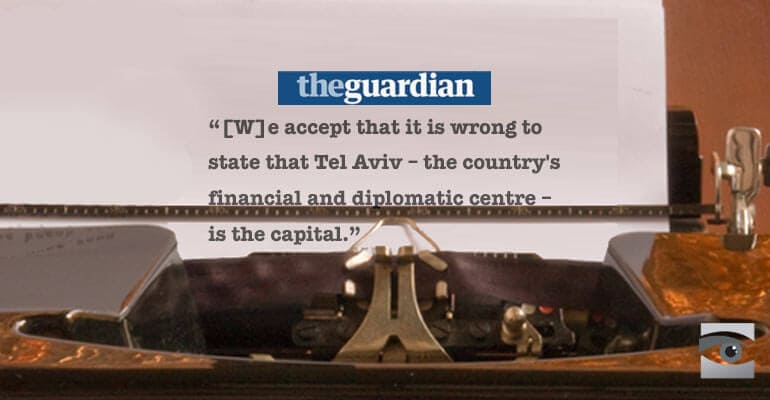 Washington and Tel Aviv: The Guardian Refers to Two Capitals?