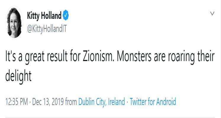 Irish Journalist: Zionist ‘Monsters’ Celebrating UK Election Result