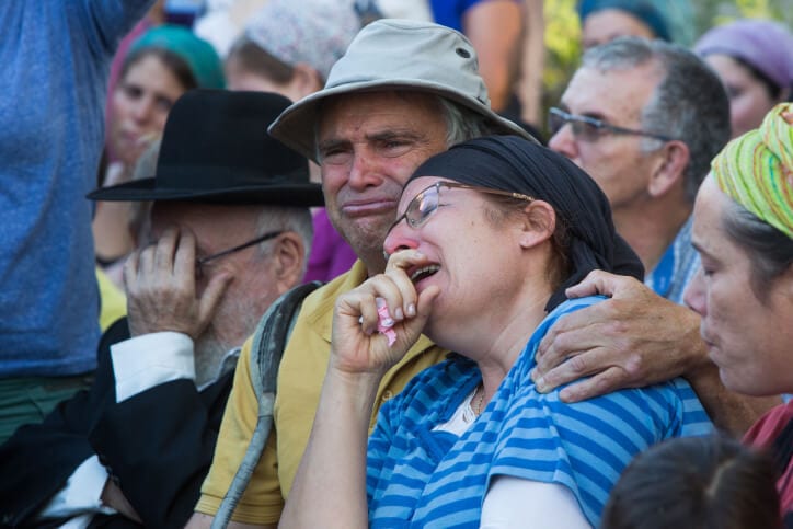 Mother of Hallel Yaffa Ariel at her daughters funeral. She was killed by a Palestinian 17 year old. She was 13.
