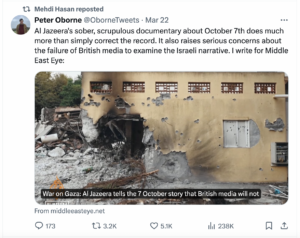 Peter Oborne tweet