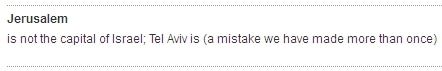 Screengrab of The Guardian's style guide on how to explain Jerusalem's capital status.