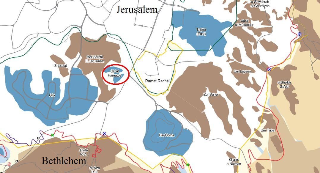 Givat Hamatos circled in red