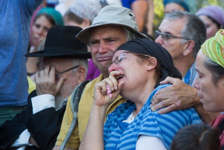 Mother of Hallel Yaffa Ariel at her daughters funeral. She was killed by a Palestinian 17 year old. She was 13.