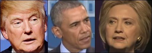 Donald Trump, Barack Obama, and Hillary Clinton