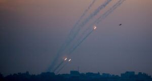 Rockets fired from Gaza into Israel during two days of heavy rocket attacks. Gaza Envelope, May 5, 2019. Photo by Kobi Richter/TPS
