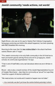 BBC News Attentat terroriste contre une synagogue de Manchester