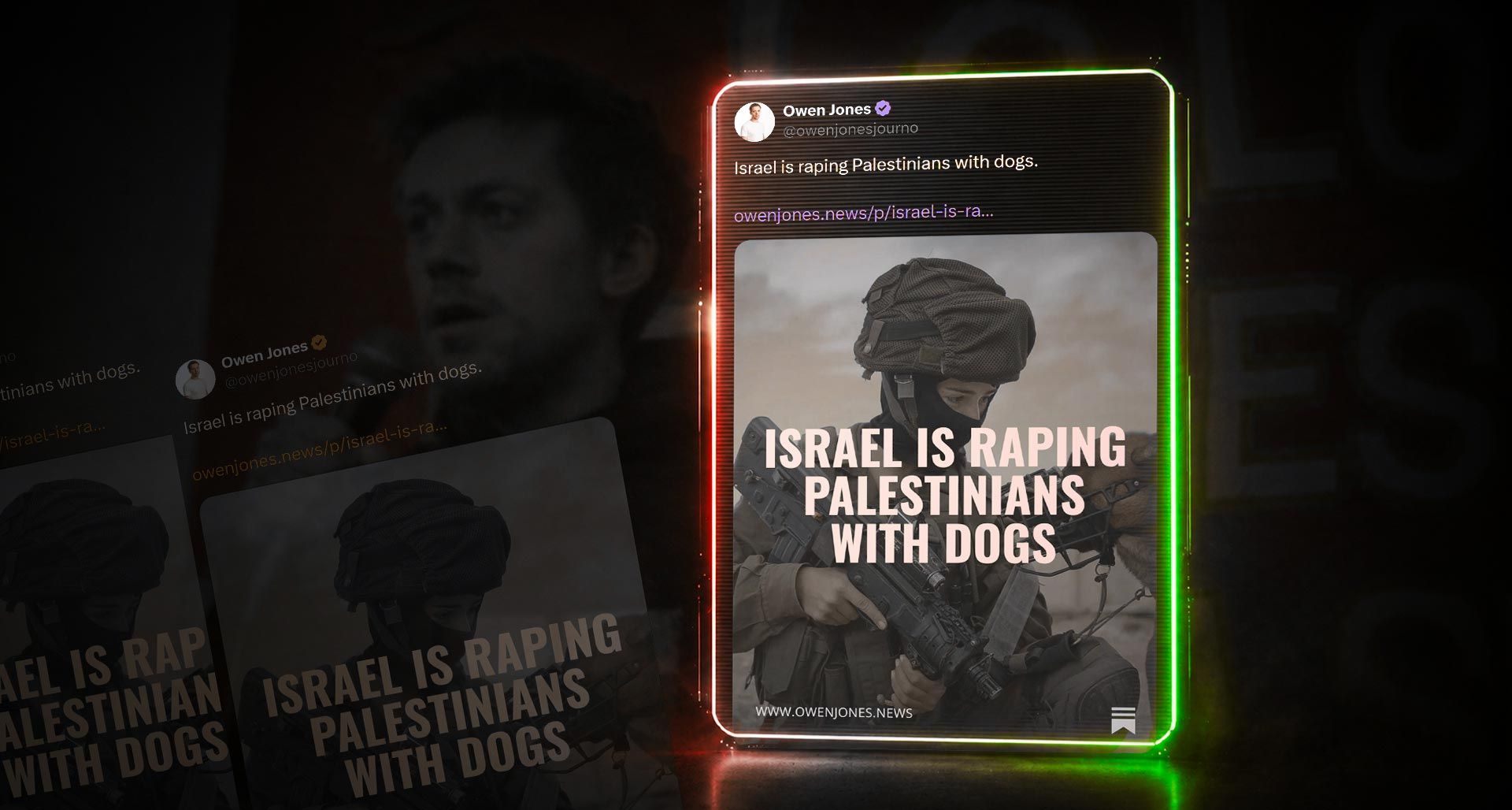 Owen Jones promotes "IDF dogs trained to rape" libel