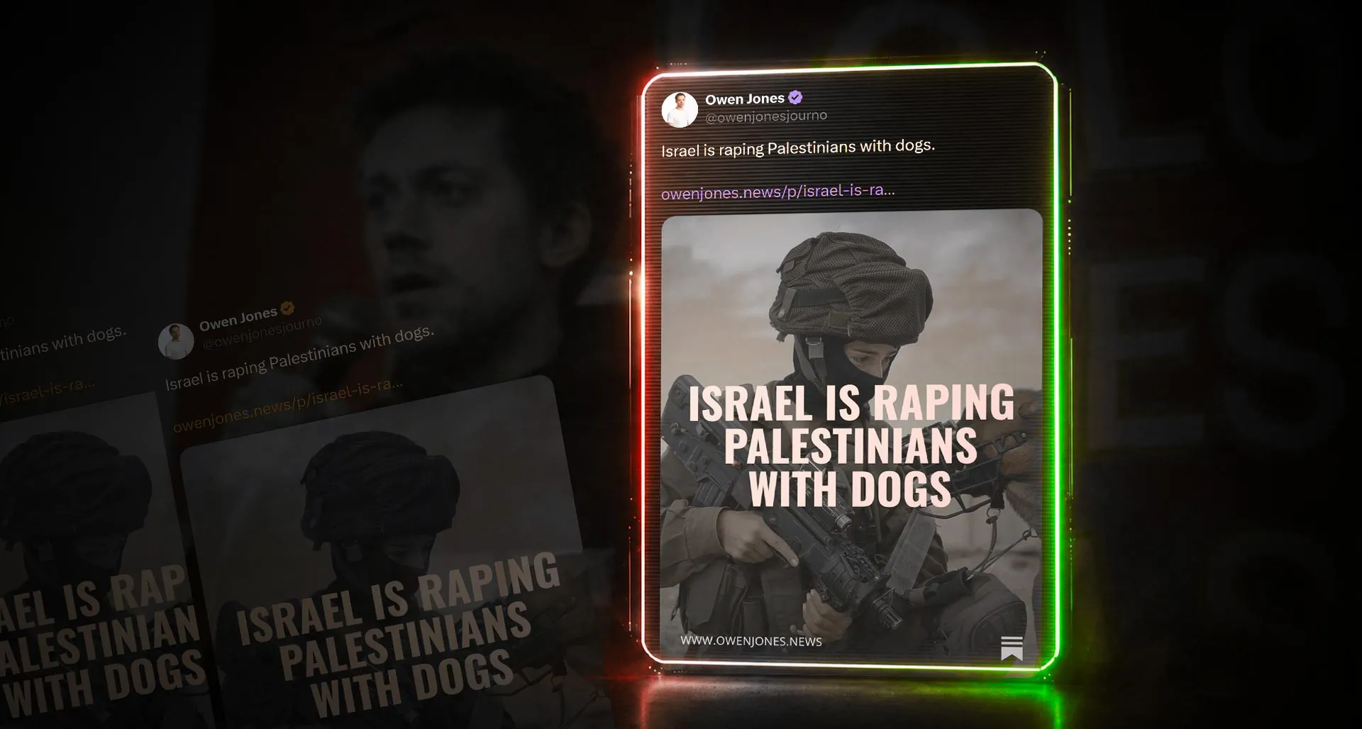 Owen Jones promotes "IDF dogs trained to rape" libel